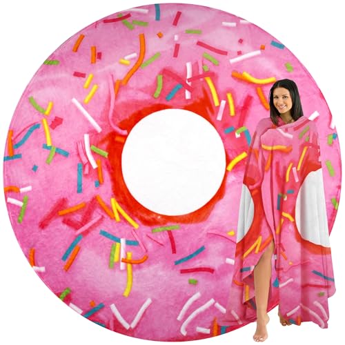 Zulay Donut Blanket - Novelty Big Round Pink Glazed for Adults and Kids - Premium Soft Flannel for Indoors, Outdoors, Trav...