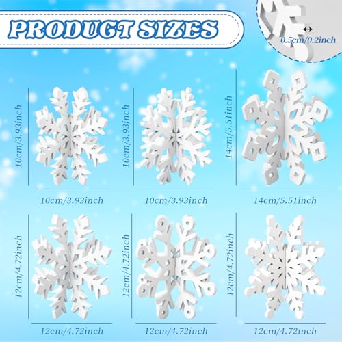 OuMuaMua 6 Set Snowflake Christmas Table Decorations - 12pcs White Wooden 3D Snowflake Decor Tabletop Centerpiece for Chri...