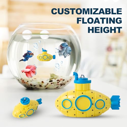 CousDUoBe 2.1 in Mini Floating Submarine Fish Tank Decoration Set，Cute Retro Submarine Set and Floating Diver,Aquarium Dec...