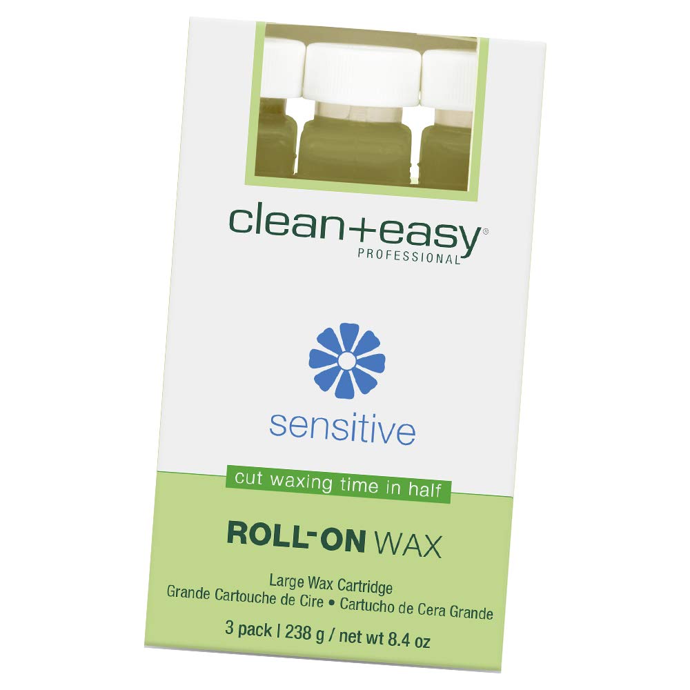 Clean + Easy Large (Leg) Sensitive Roll-On Wax Refill, For Hygienic Facial And Body Hair Removal Treatment, Great for Sensitive