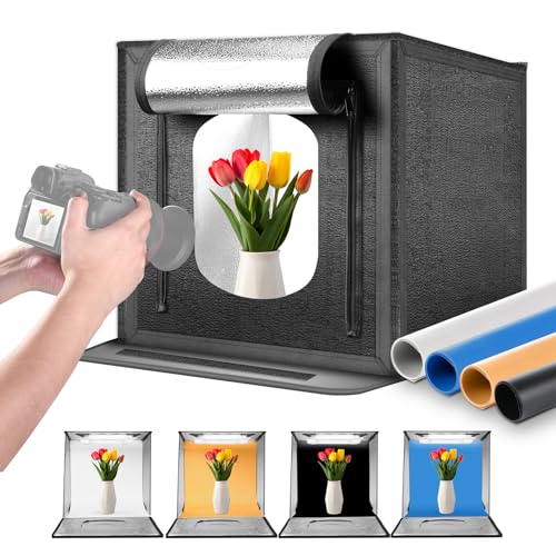 NEEWER 50W Upgraded Photo Studio Light Box, 24"x24" Portable Folding Photography Lightbox, 4 Backdrops, 5600K 160 LEDs 520...