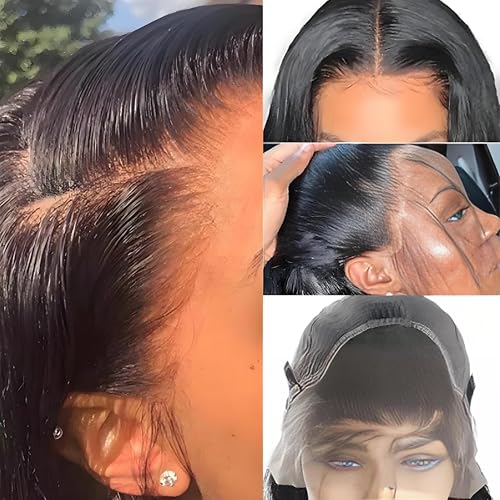 VibeFusion 13x4 HD Transparent Lace Front Human Hair Straight Wig 200% Density Glueless Pre-Plucked Pre-Cut 16 Inch Women's Wig