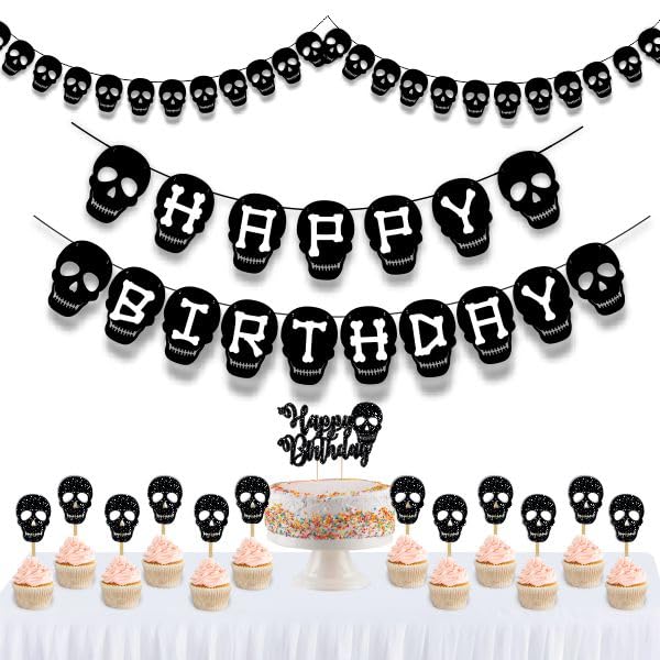 Black Skull Theme Birthday Party Supplies
