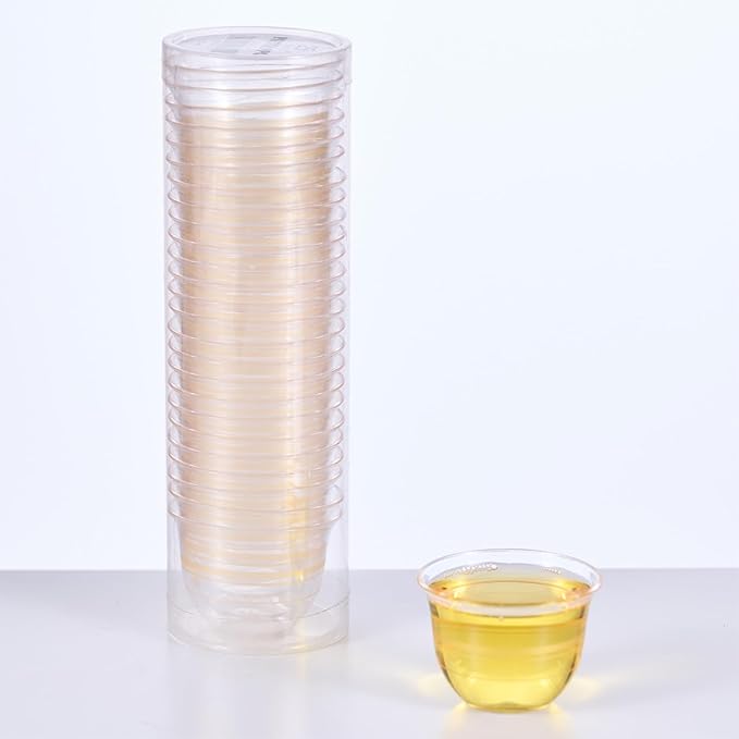 Middle Eastern Style Disposable Heavy Duty Hard Plastic Cups, 1.5oz, 25 Pcs, For Wine, Black Tea. (Clear)