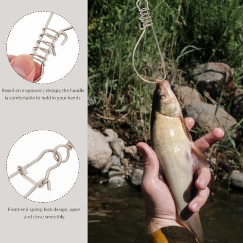 BESPORTBLE Stainless Steel Fish Lock Fishing Tool Portable Live Fish Holder with Spring Lock Snap Swivels for Outdoor Fishing