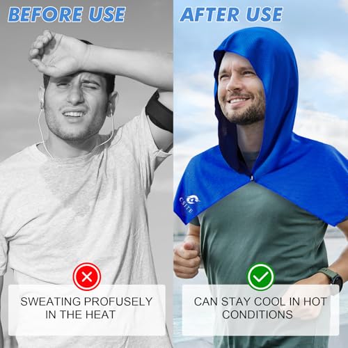CSITE 2 Pack Cooling Hoodie Towels, Instant Cooling Towels for Neck and Face, UPF 50 Sun Protection, Ice Towel for Hot Wea...