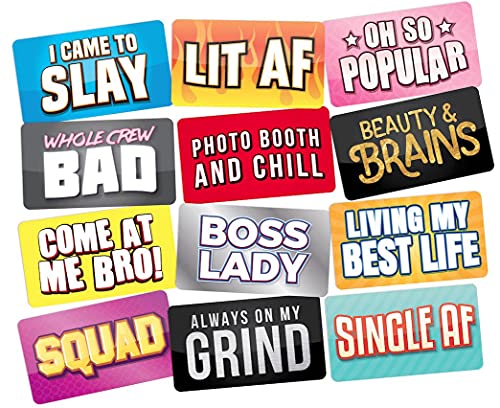 KING Props Photo Booth Props 6 Count Fun Prop Signs Perfect DIY Photo Booth Great Photo Booth. Waterproof Perfect Fun Mult...