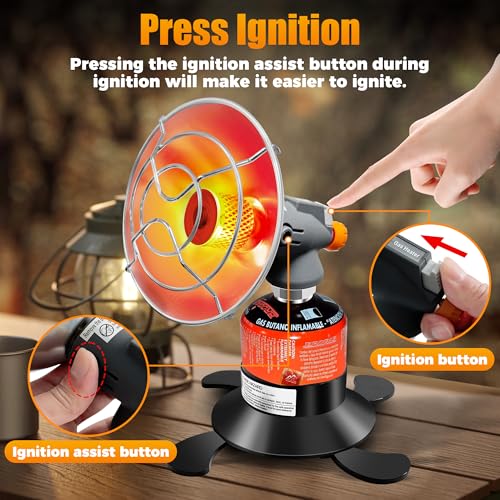 Propane Heater 8500BTU Portable Camping Gas Heater Tent Heater with Reinforced Base Propane Gas Tank Holder for Outdoor Ca...