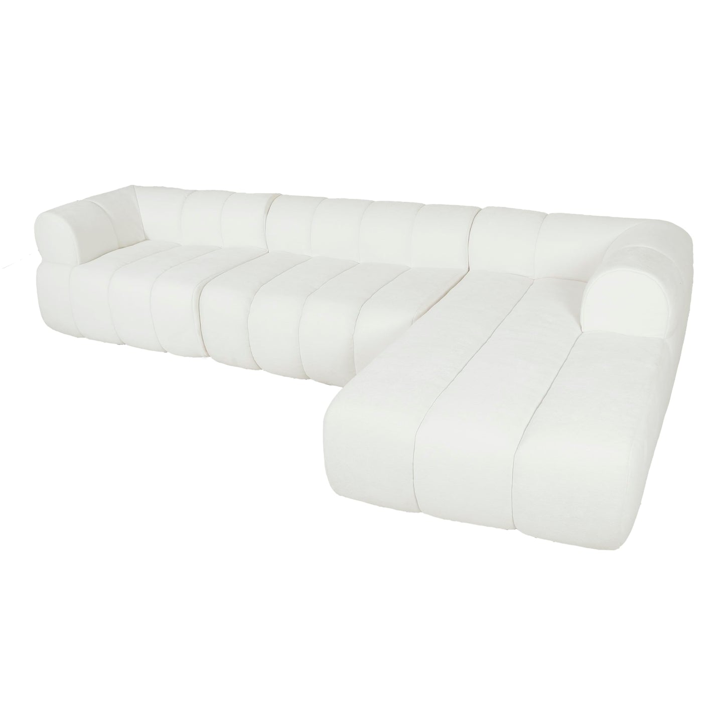 Christopher Knight Home Mania 122" Modular L-Shape Sofa Couch with Chaise Lounge, Modern Sectional Sofa Set for Living Room, Boucle Fabric Upholstered Cloud Couch with Deep Seat, Milky White
