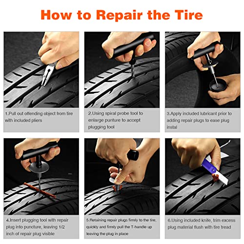 AUTOWN Tire Repair Kit - 68pcs Heavy Duty Tire Plug Kit, Universal Tire Repair Tools to Fix Punctures and Plug Flats Patch...