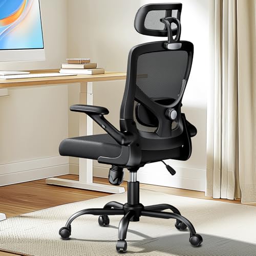 Marsail Ergonomic Mesh Office Chair High Back Desk Chair Adjustable Lumbar Support with Headrest Flip-Up Liftable Arms Swi...