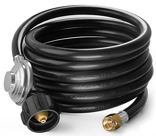 DOZYANT 12 Feet Universal QCC1 Low Pressure Propane Regulator Grill Replacement with 12 FT Hose for Most LP Gas Grill, Hea...