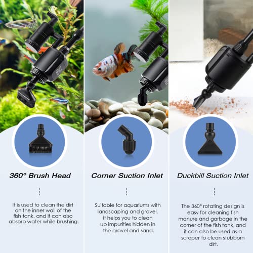 AQQA Electric Aquarium Gravel Cleaner, 6 in 1 Automatic Fish Tank Cleaning Tools Gravel Vacuum for Aquarium, Suitable for ...