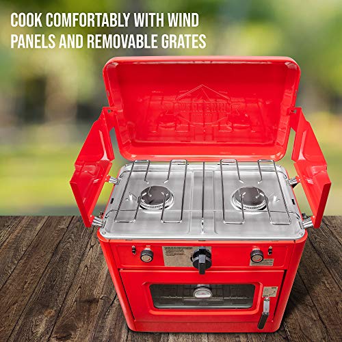 Hike Crew Outdoor Gas Camping Oven w/Carry Bag | CSA Approved Portable Propane-Powered 2-Burner Stove & Oven | Auto Igniti...