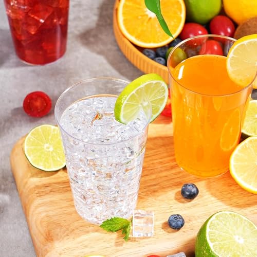 BYSNOW 100 Pack 12 oz Clear Plastic Cups, Disposable Wine Cups for Cocktail Party, Polystyrene Hard Plastic Cup with Highe...