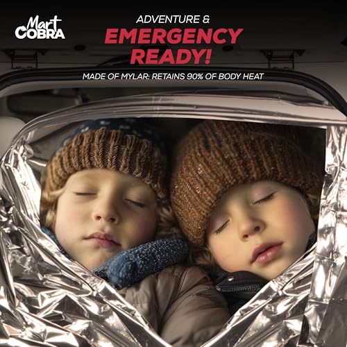 Mart Cobra Emergency Blanket 100-Pack | Reflective Thermal Blanket | Survival Gear | Lightweight Mylar Blankets | Retains ...