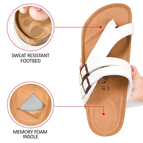 AEROTHOTIC Cute Slides for Women with Arch Support Comfy Adjustable Buckle Split Toe Straps with Cushioned Memory Foam Cor...