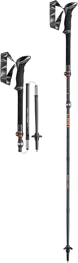 LEKI Makalu FX Carbon Trekking Poles - Foldable Collapsible Lightweight Walking Poles for Hiking