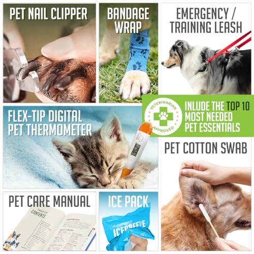 EVERLIT Pet Medic First Aid Kit | Vet-Approved Animal Care Kit with 95 Pcs Medical, Outdoor & Emergency Supplies to Treat ...