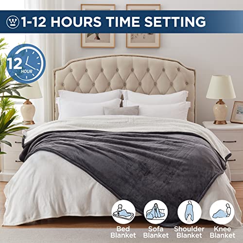 Westinghouse Electric Blanket Queen, Heated Blanket Queen Size with 10 Heating Levels and 1 to 12 Hours Heating Time Setti...