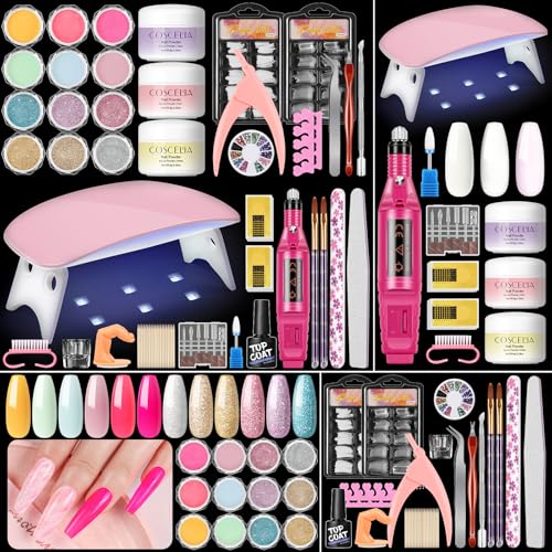 Acrylic Nail Kit for Beginners with Everything Nails Kit Acrylic Set with Drill and U V Light Professional Glitter Powder ...