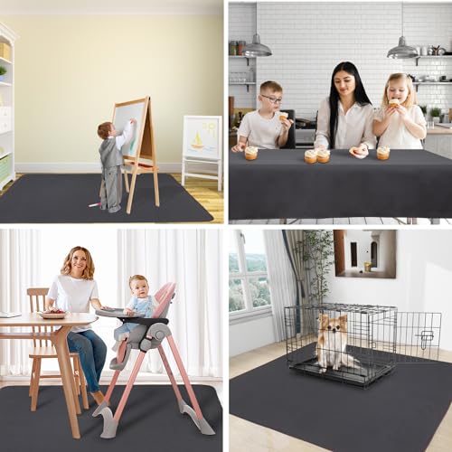 Splat Mat for Under High Chair/Arts/Crafts, WOMUMON Washable Spill Mat Waterproof Anti-Slip Floor Protector Splash Mat, Me...