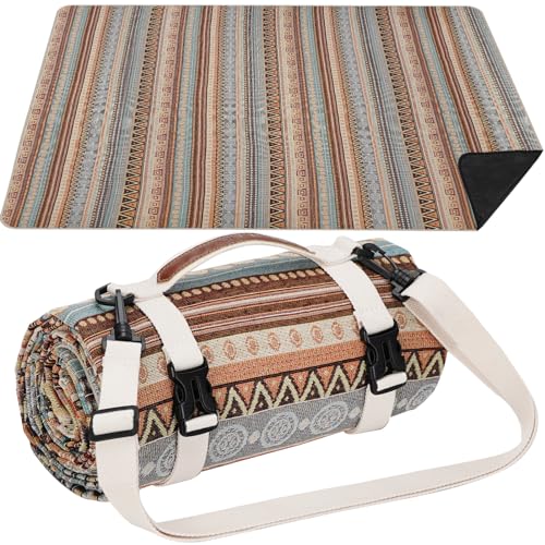 Extra Large Waterproof Picnic Blanket | Portable Camping & Beach Mat | Sand Free with Carry Strap | Park Blanket for Gras...