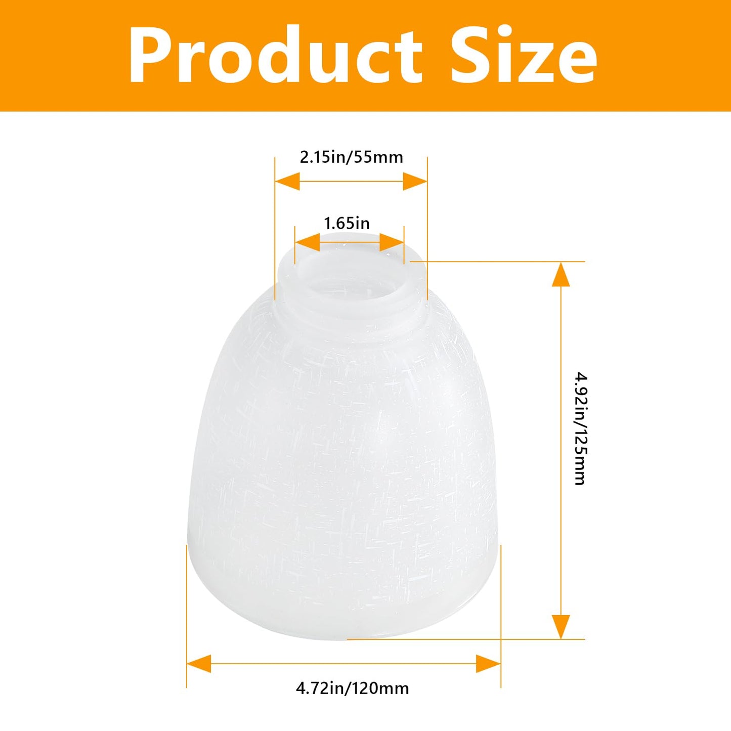 3-Pack White Linen Frosted Bell Glass Shade Replacements, Ceiling Fan Light Covers Glass Globes Lampshades for Chandelier Vanity Lights Wall Sconces, 1.61" Fitter Size, 5" high x 4.7" diameter