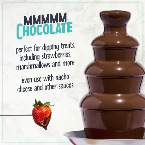 Nostalgia 4 Tier Electric Chocolate Fondue Fountain Machine for Parties - Melts Cheese, Queso, Candy, and Liqueur - Dip St...
