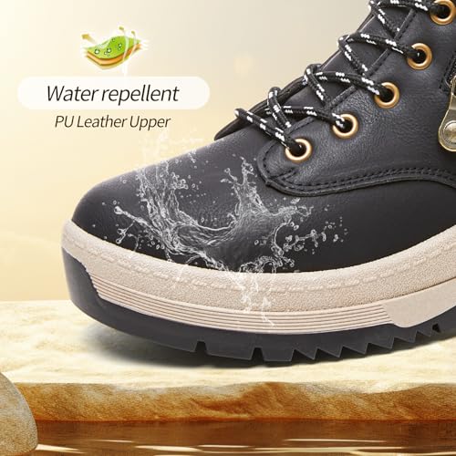 Adokoo Boots for Women Waterproof Fall Winter Ankle Boots Snow Platform Black Boots with Side Zipper Lace Up Non Slip for ...