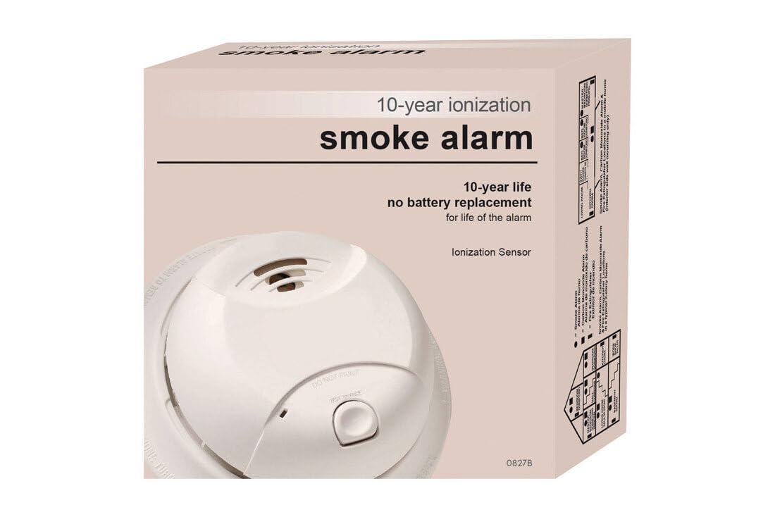 First Alert 0827B Ionization Smoke Alarm with 10-Year Sealed Tamper-Proof Battery , White , Pack of 1