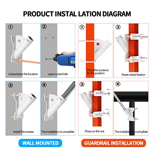 Flag Pole Holder Heavy Duty Flag Pole Holder Mounting Bracket for House Balcony Railing Deck Fence Wall.JOYVAKA.Flag Pole ...