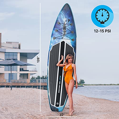SereneLife Set of 2 Inflatable Stand Up Paddle Boards with Premium Accessories – SUP Pair with 32" Wide Stable Design, No...
