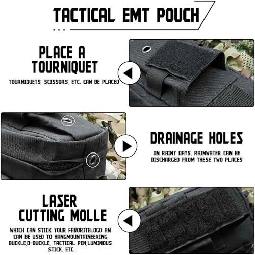 Ifak Med Trauma Kit, Black Molle Tactical Emergency First Aid Kit,Military Survival Molle EMT Medical Kit Refill Supplies ...