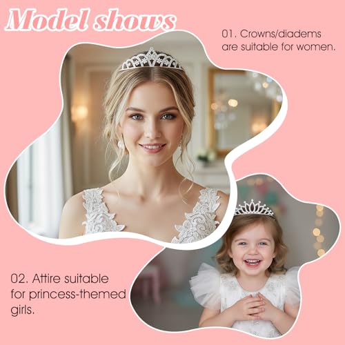 Yuanan 15 PCS Tiaras and Crowns for Women, Tiaras Bulk Tiara Headband Silver Girls Tiara Princess Crowns for Women, Weddin...