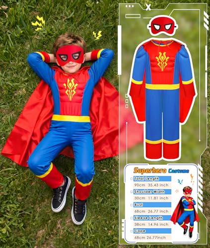 Teuevayl Boys Muscle Chest Dress up Costumes Trunk with Superhero, Construction Worker, Military Costume, Kids Pretend Rol...