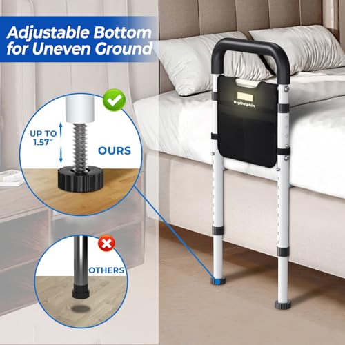 BigDolphin Bed Rails - ASTM Approved Adjustable Bed Cane with Motion Sensor Light, Non-Slip Ergonomic Handle & Storage Poc...
