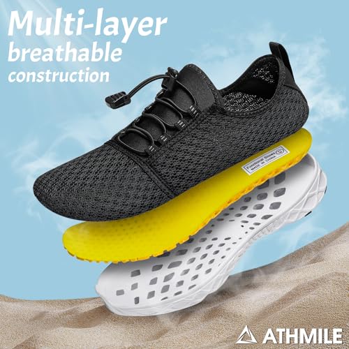 ATHMILE Water Shoes for Men Women Barefoot Hiking Swim River Shoes Adult Lake Pool Aqua Socks Beach Quick Dry for Hiking S...