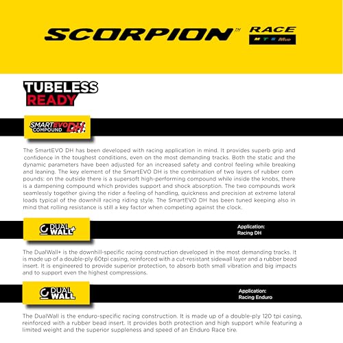 Pirelli Scorpion Race Enduro M Mountain Bicycle Tire (29" x 2.5) for Off-Road Adventures, Tubeless Ready, SmartEVO DH, DualWall, Black, 60 TPI