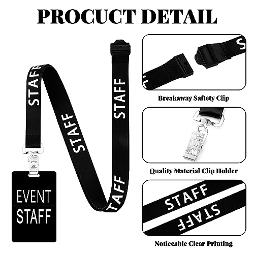 Qilery 50 Set Event Staff Lanyards with PVC Cards Lanyard Pass Staff Cards with Metal Swivel Hook for Concert Event Party ...