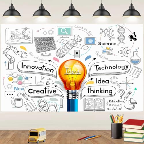 EMDSPR 10x7ft Light Bulb Ideas Backdrop Lightbulb Creative Innovation Think Photography Background Birthday Party Supplies...