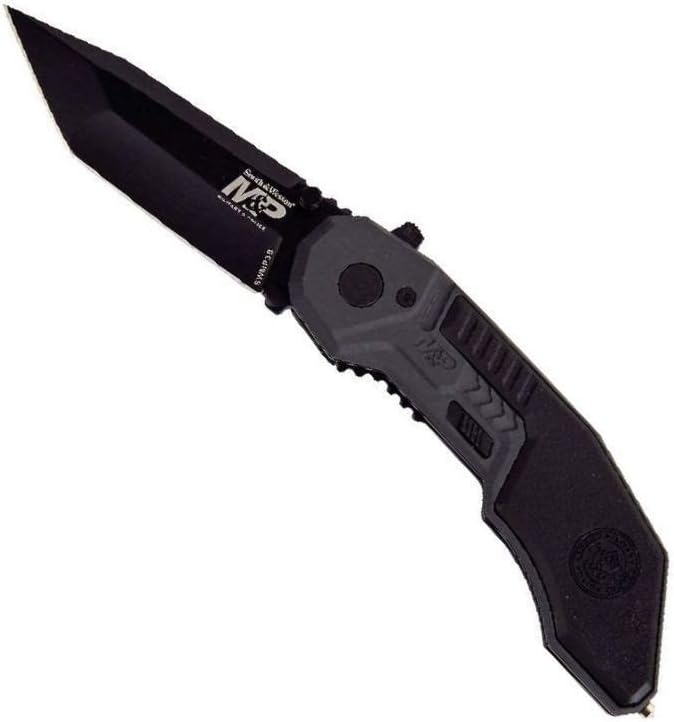 Smith & Wesson M&P SWMP3B 7.1in High Carbon S.S. Assisted Folding Knife with 2.8in Tanto Blade and Aluminum Handle for Out...