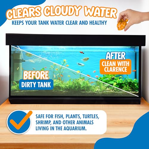 Clarence the Clarifier Fish Aquarium Water Clarifier | Clear Cloudy Fish Tank Water Treatment, Safe for Freshwater & Saltw...