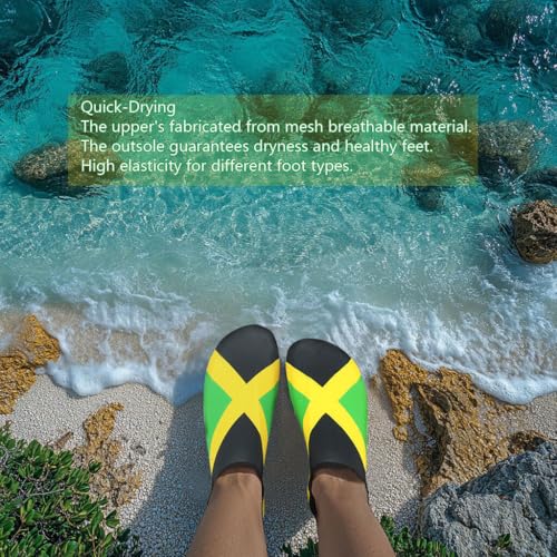 VOARYISA Water Shoes for Women and Men Quick-Dry Swim Beach Shoes for Outdoor Surfing Yoga Exercise Jamaica Flag Caribbean...