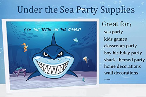 CocoHut Shark Party Supplies, Pin The Teeth on The Shark, Shark Party Games, 15PCS Teeth for Shark Theme Kids Under The Sea/Pool/Beach Birthday/Baby Shower Party Supplies Decorations