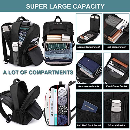Extra Large Backpack for Men 50L,Water Resistant 17.3 inch Travel Laptop Backpack with USB Charging Port,TSA Friendly Big ...