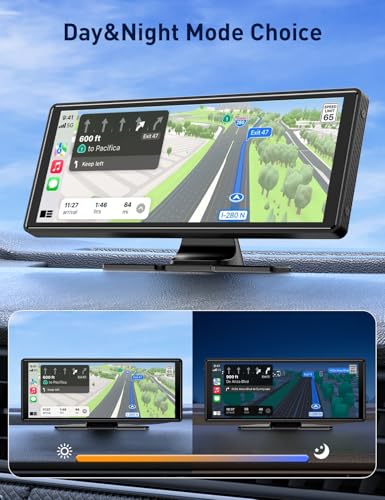 Wireless Apple Carplay Screen for Car, 10.26" HD Touchscreen Portable Android Auto Car Stereo with Bluetooth Car Radio Rec...