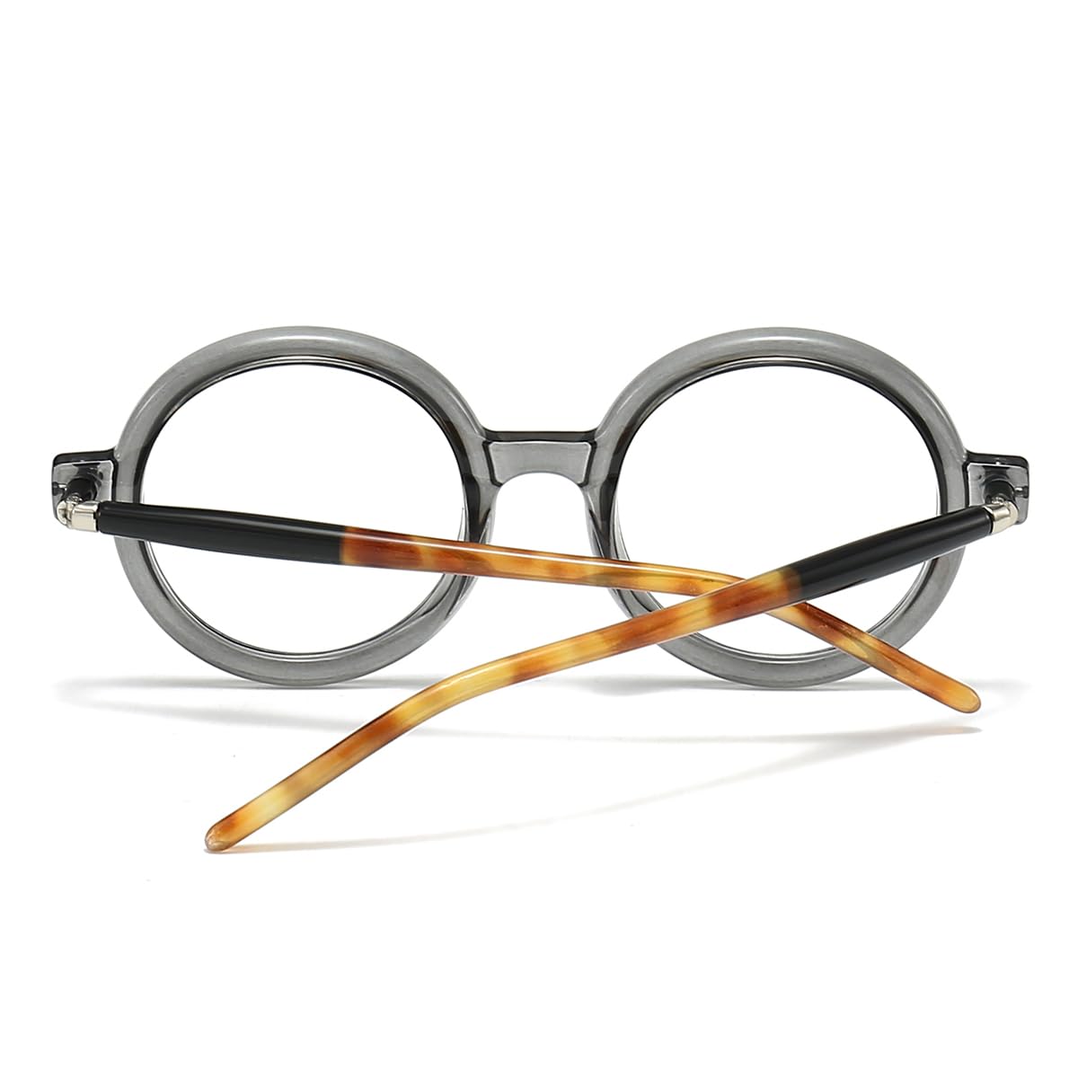Gleyemor Retro Round Blue Light Glasses for Men Women 90s Vintage Costume Cosplay Glasses (Translucent Grey)