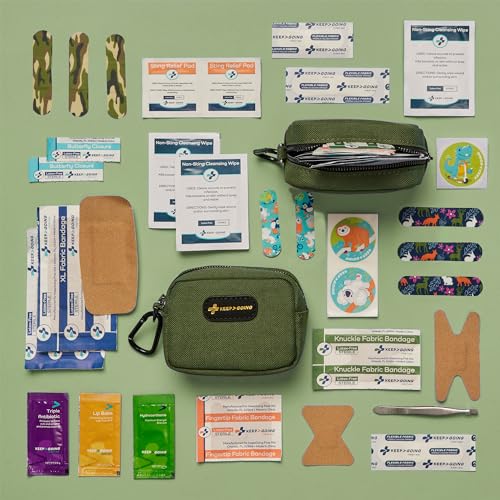 Keep Going Travel First Aid Kit Bundle of 2 Kits, First Aid Kit for Car, Home, Dorm, & Boat with Latex-Free Bandages – Tra...