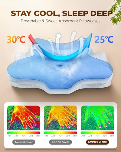 Dream Without Pain Cervical Neck Pillow for Sleeping, Ergonomic Side Sleeper Pillows for Adults, Cooling Orthopedic Pillow...